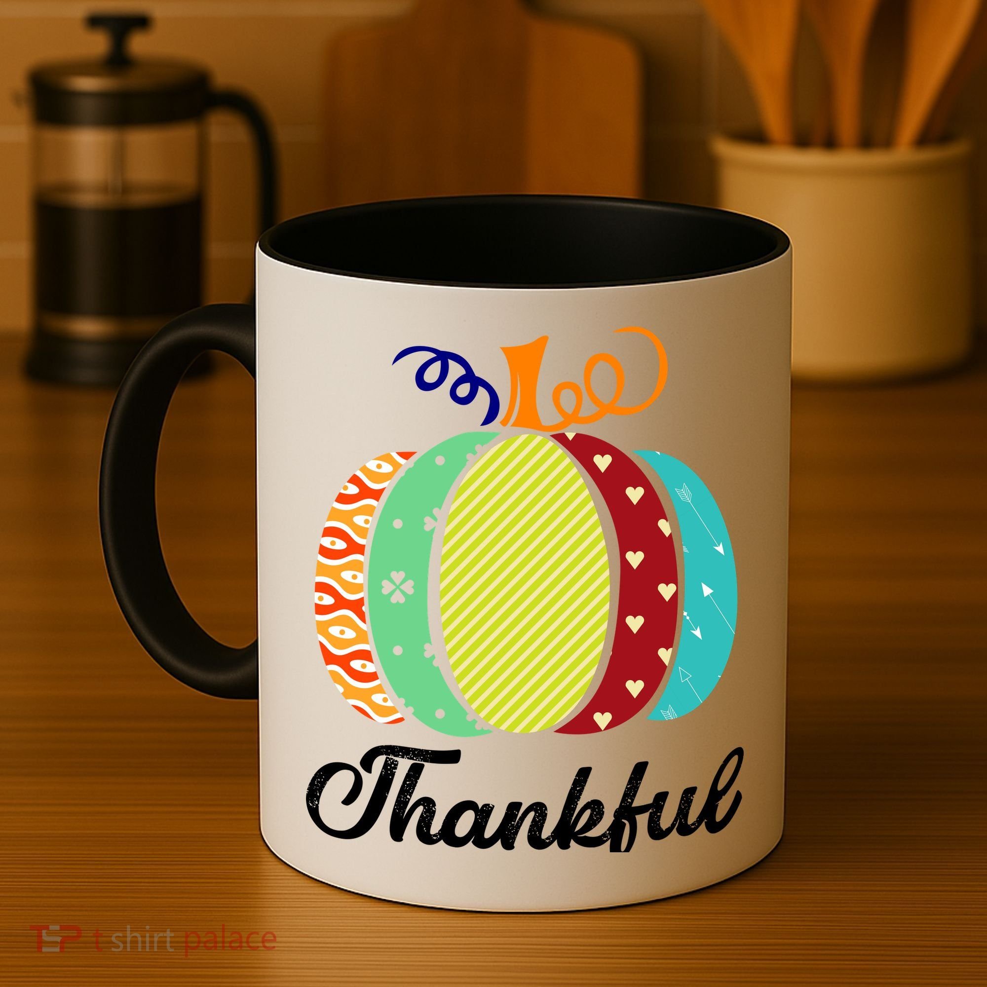 Thankful Floral Pumpkin Coffee Mug