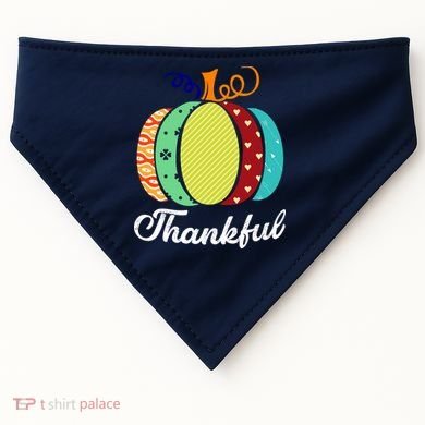 Thankful Floral Pumpkin USA-Made Doggie Bandana
