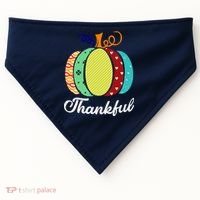 Thankful Floral Pumpkin USA-Made Doggie Bandana thumb 0
