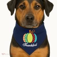 Thankful Floral Pumpkin USA-Made Doggie Bandana thumb 1