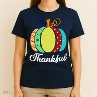 Thankful Floral Pumpkin T-Shirt thumb 4