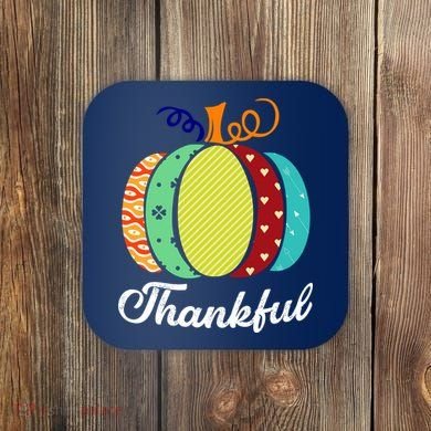 Thankful Floral Pumpkin Coaster