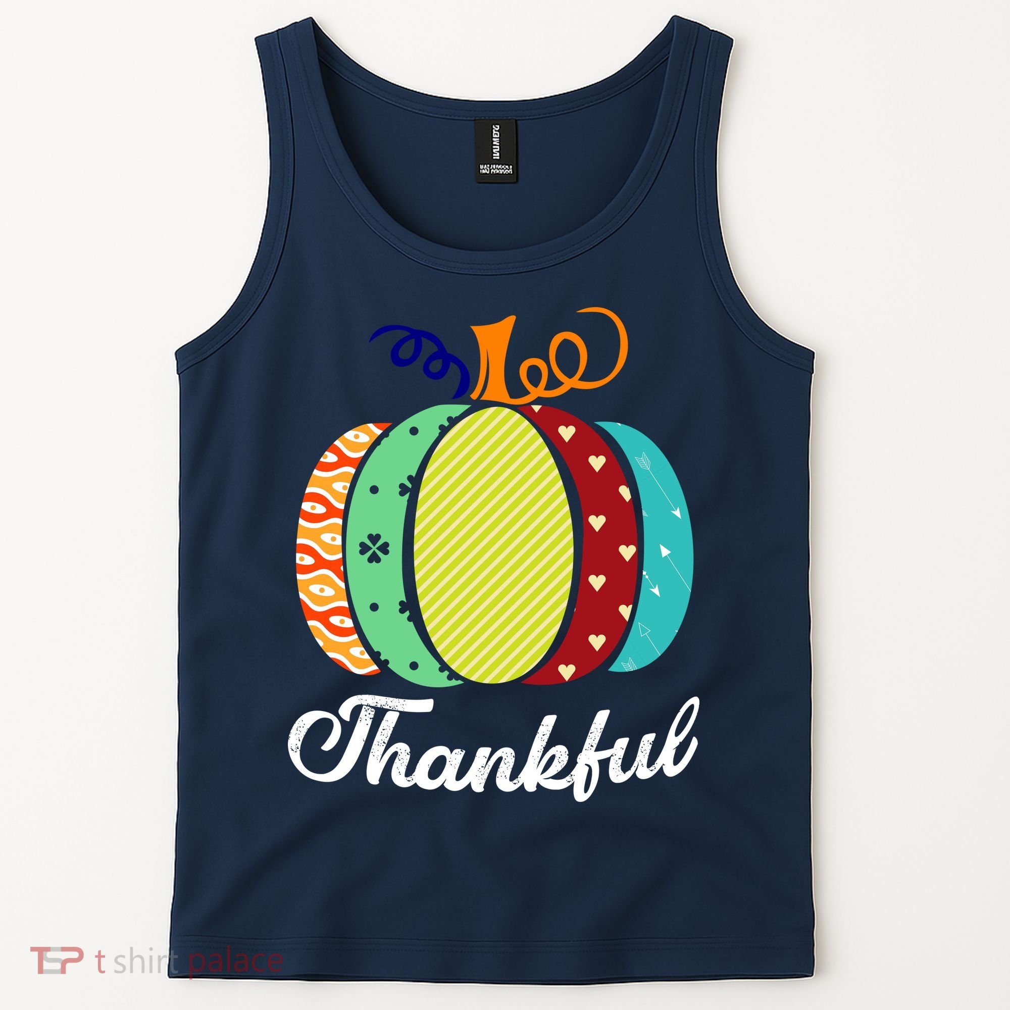 Thankful Floral Pumpkin Tank Top
