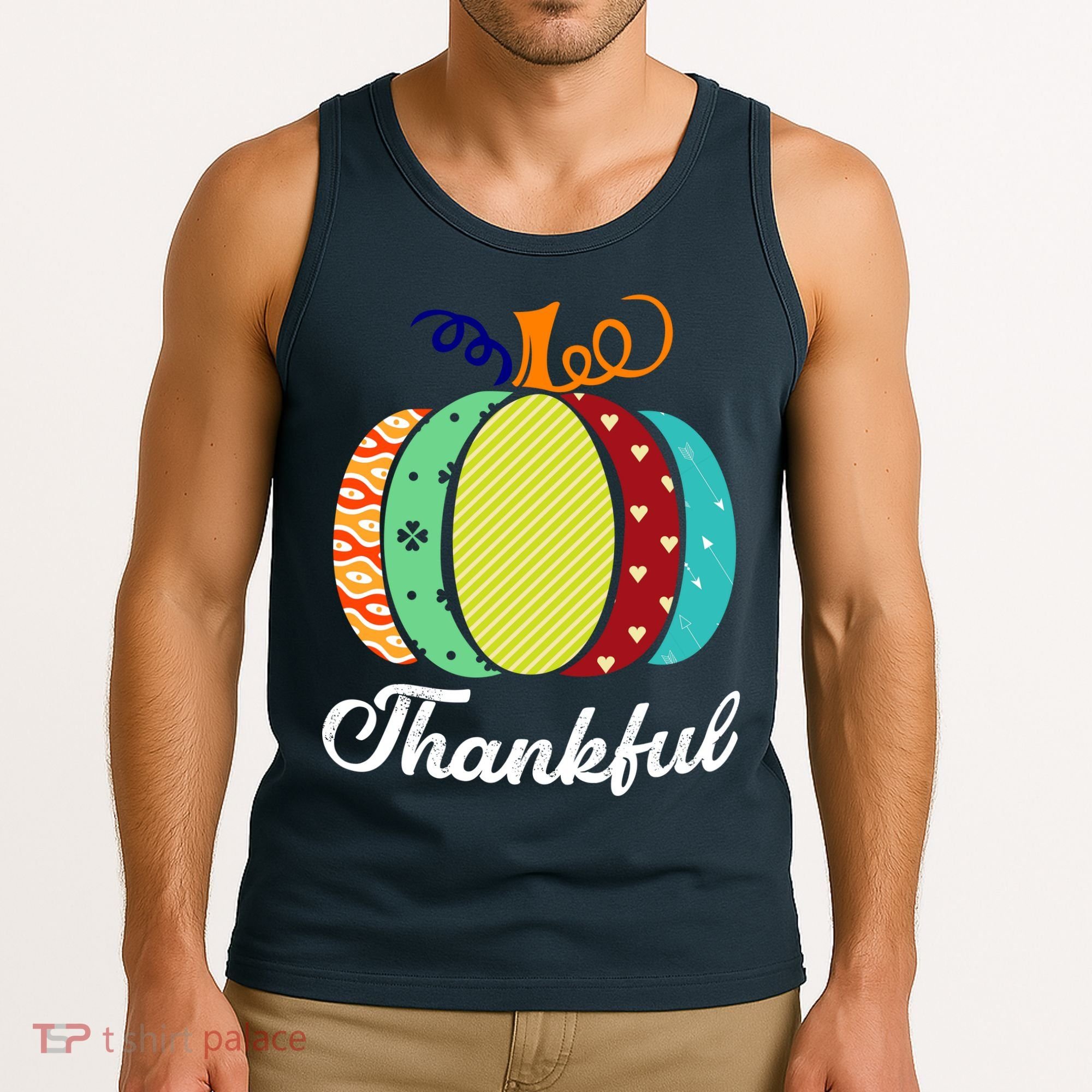 Thankful Floral Pumpkin Tank Top