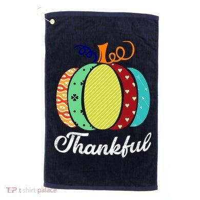 Thankful Floral Pumpkin Golf Towel