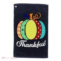Thankful Floral Pumpkin Golf Towel thumb 0