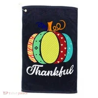 Thankful Floral Pumpkin Golf Towel thumb 0