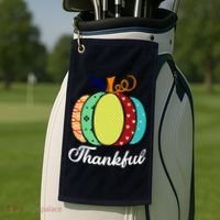 Thankful Floral Pumpkin Golf Towel thumb 2