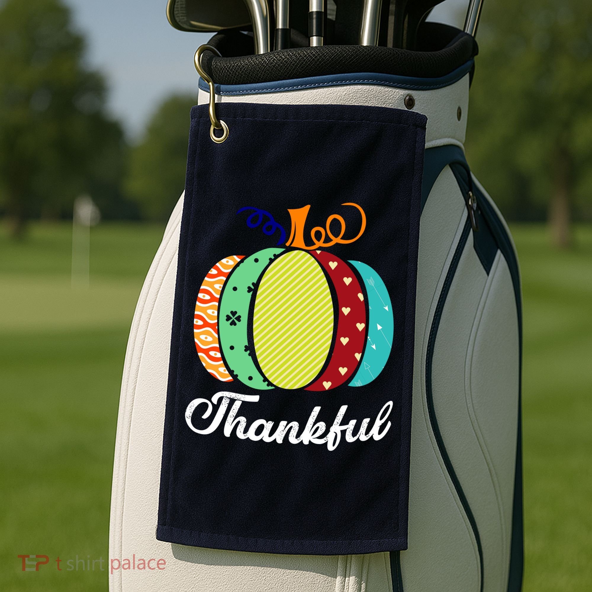 Thankful Floral Pumpkin Golf Towel