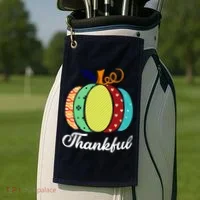 Thankful Floral Pumpkin Golf Towel thumb 2