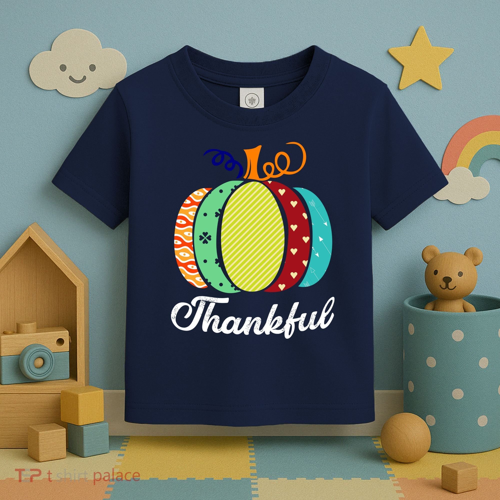 Thankful Floral Pumpkin Toddler T-Shirt