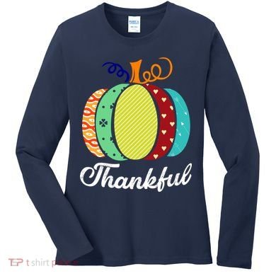 Thankful Floral Pumpkin Women's Long Sleeve Shirt