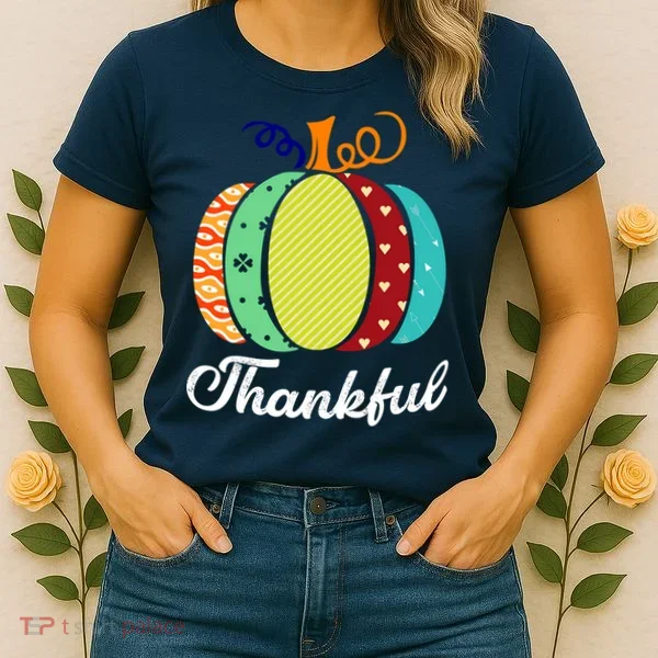 Thankful Floral Pumpkin Women's T-Shirt