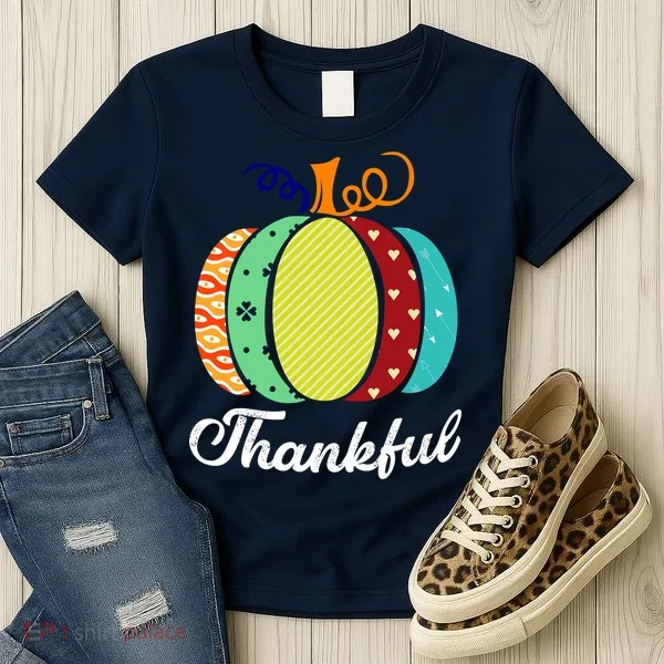 Thankful Floral Pumpkin Women's T-Shirt