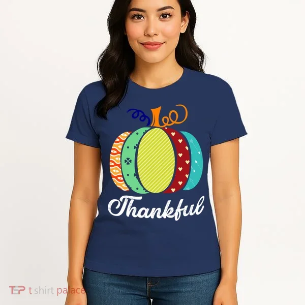 Thankful Floral Pumpkin Women's T-Shirt