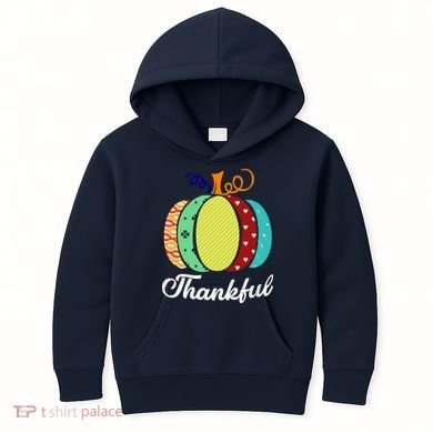 Thankful Floral Pumpkin Kids Hoodie