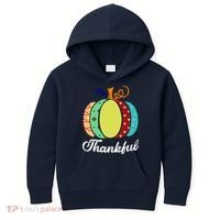 Thankful Floral Pumpkin Kids Hoodie thumb 0
