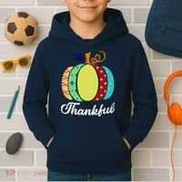 Thankful Floral Pumpkin Kids Hoodie thumb 2
