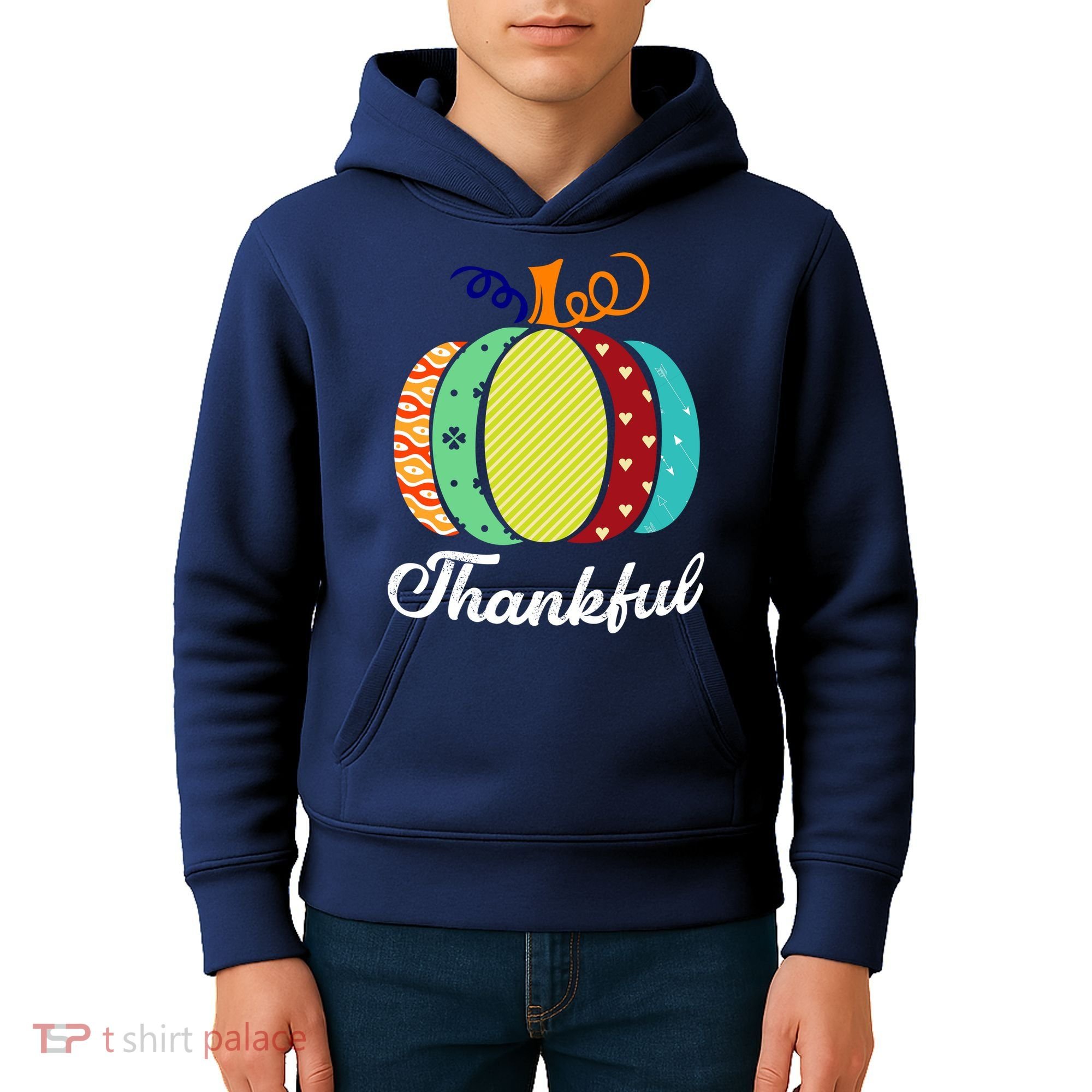 Thankful Floral Pumpkin Kids Hoodie