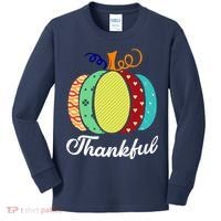 Thankful Floral Pumpkin Kids Long Sleeve Shirt thumb 0