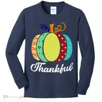 Thankful Floral Pumpkin Kids Long Sleeve Shirt thumb 0