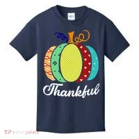 Thankful Floral Pumpkin Kids T-Shirt thumb 0