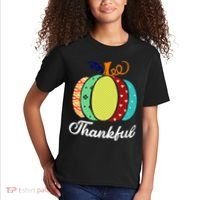 Thankful Floral Pumpkin Kids T-Shirt thumb 2