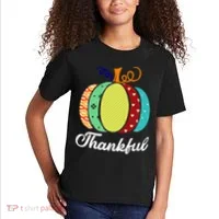 Thankful Floral Pumpkin Kids T-Shirt thumb 2