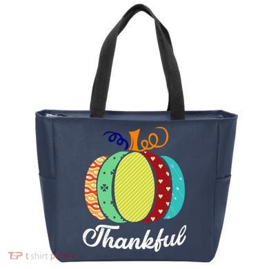 Thankful Floral Pumpkin Tote Bag