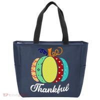Thankful Floral Pumpkin Tote Bag thumb 0