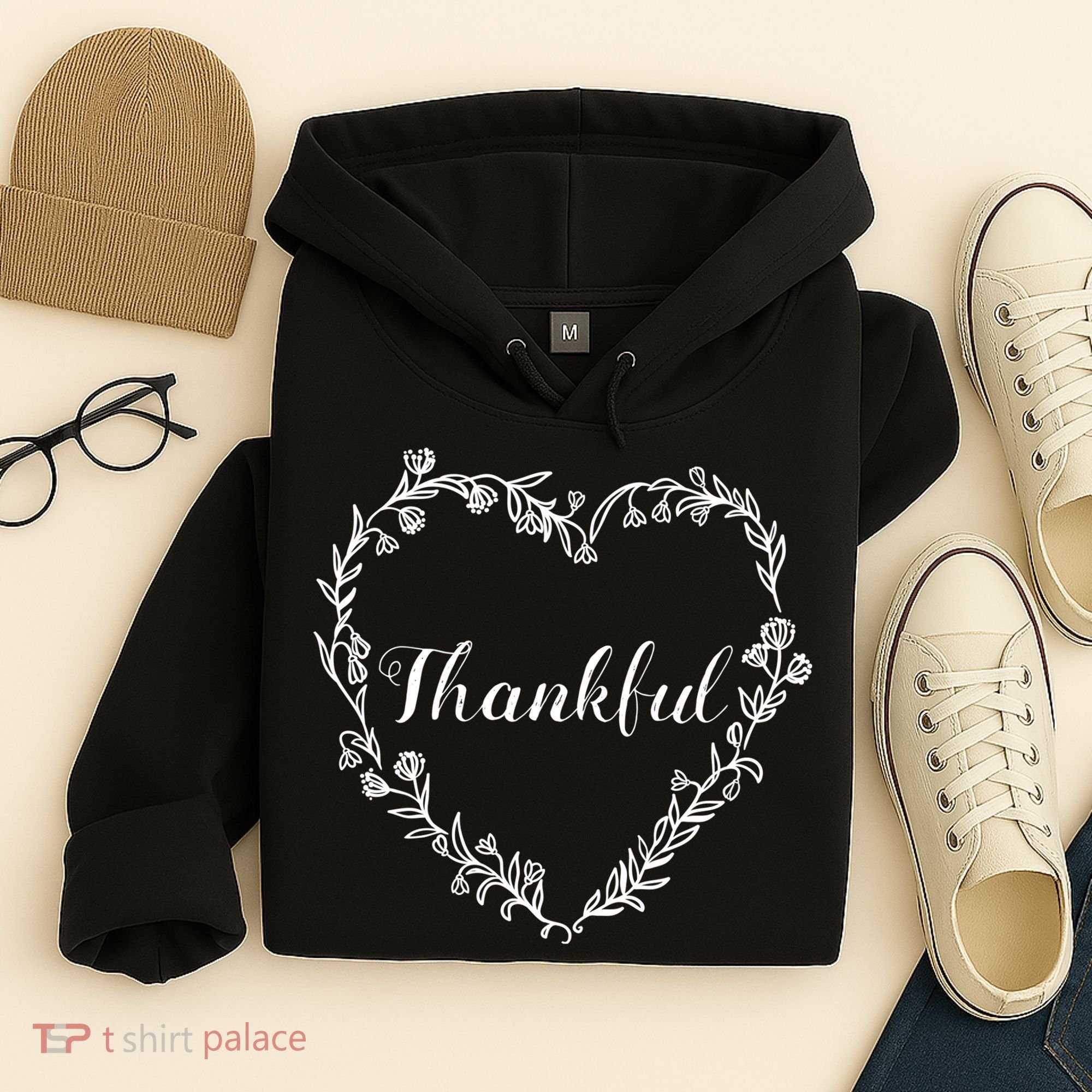 Thankful Floral Wreath Hoodie