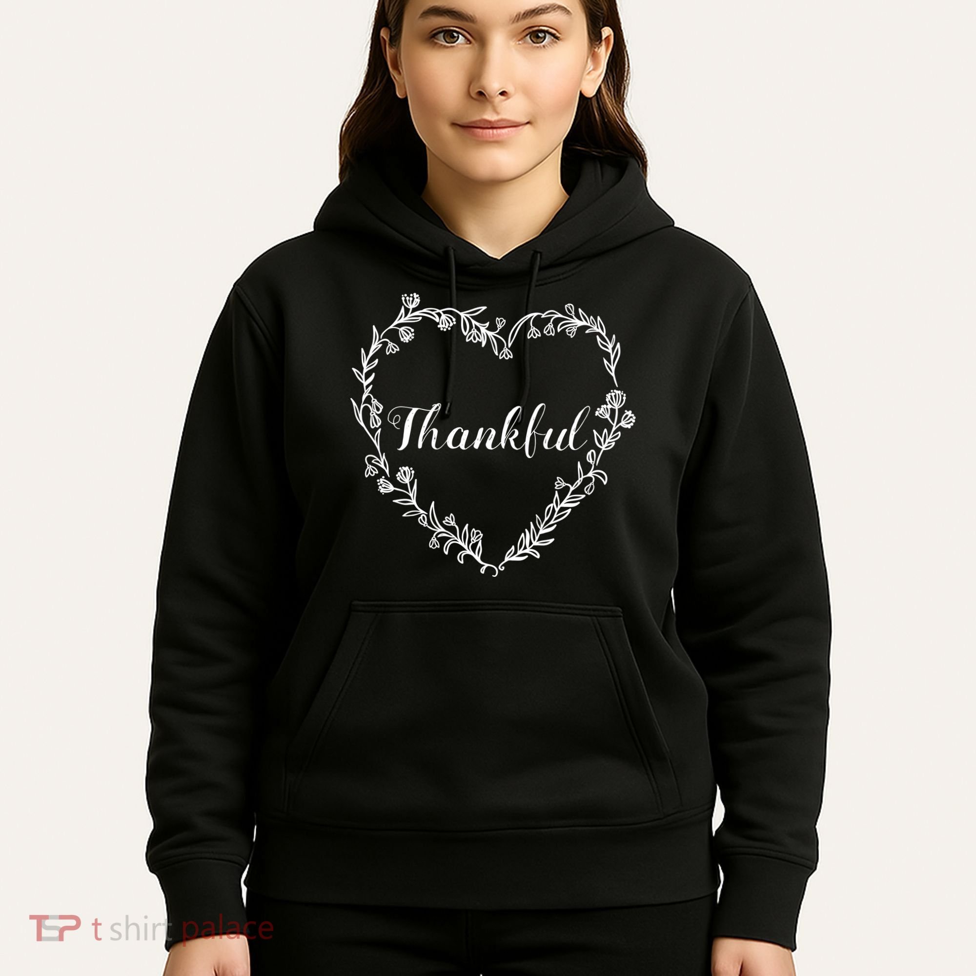 Thankful Floral Wreath Hoodie