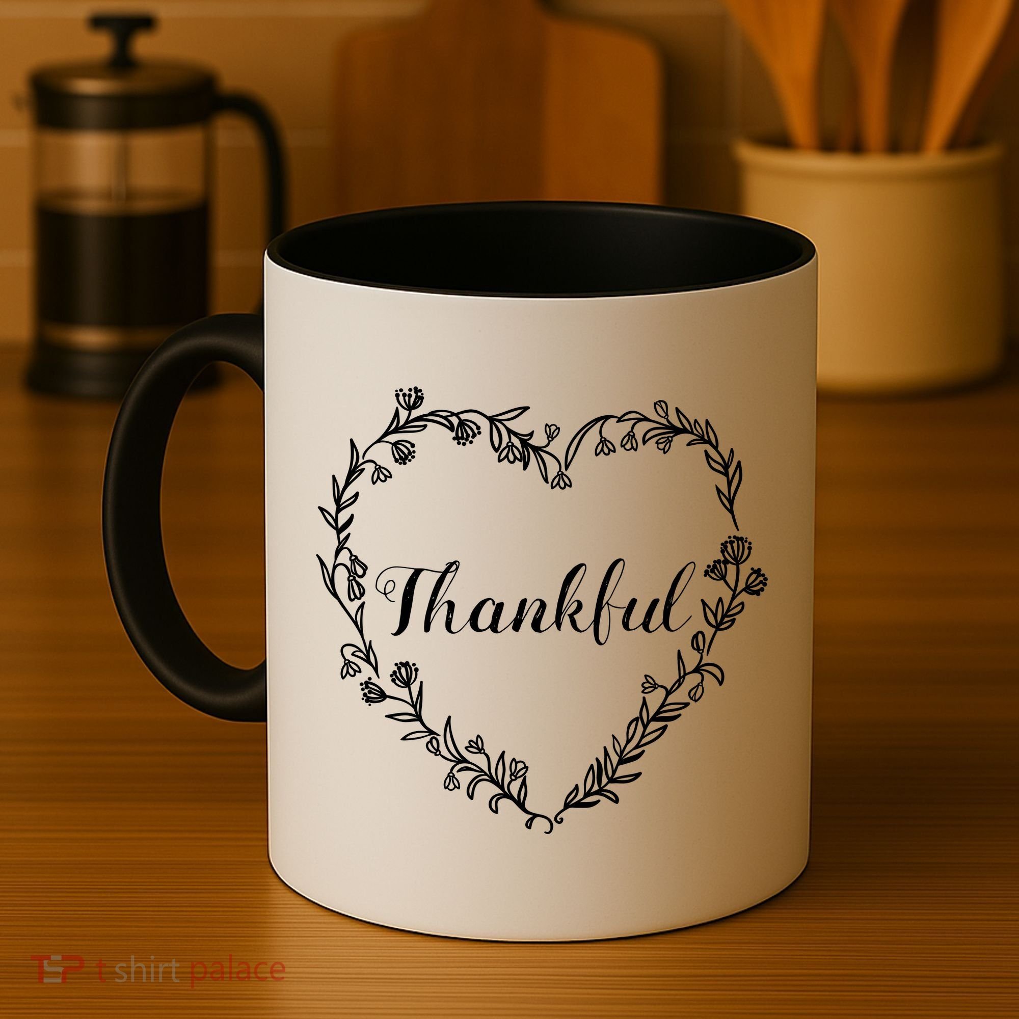Thankful Floral Wreath Coffee Mug