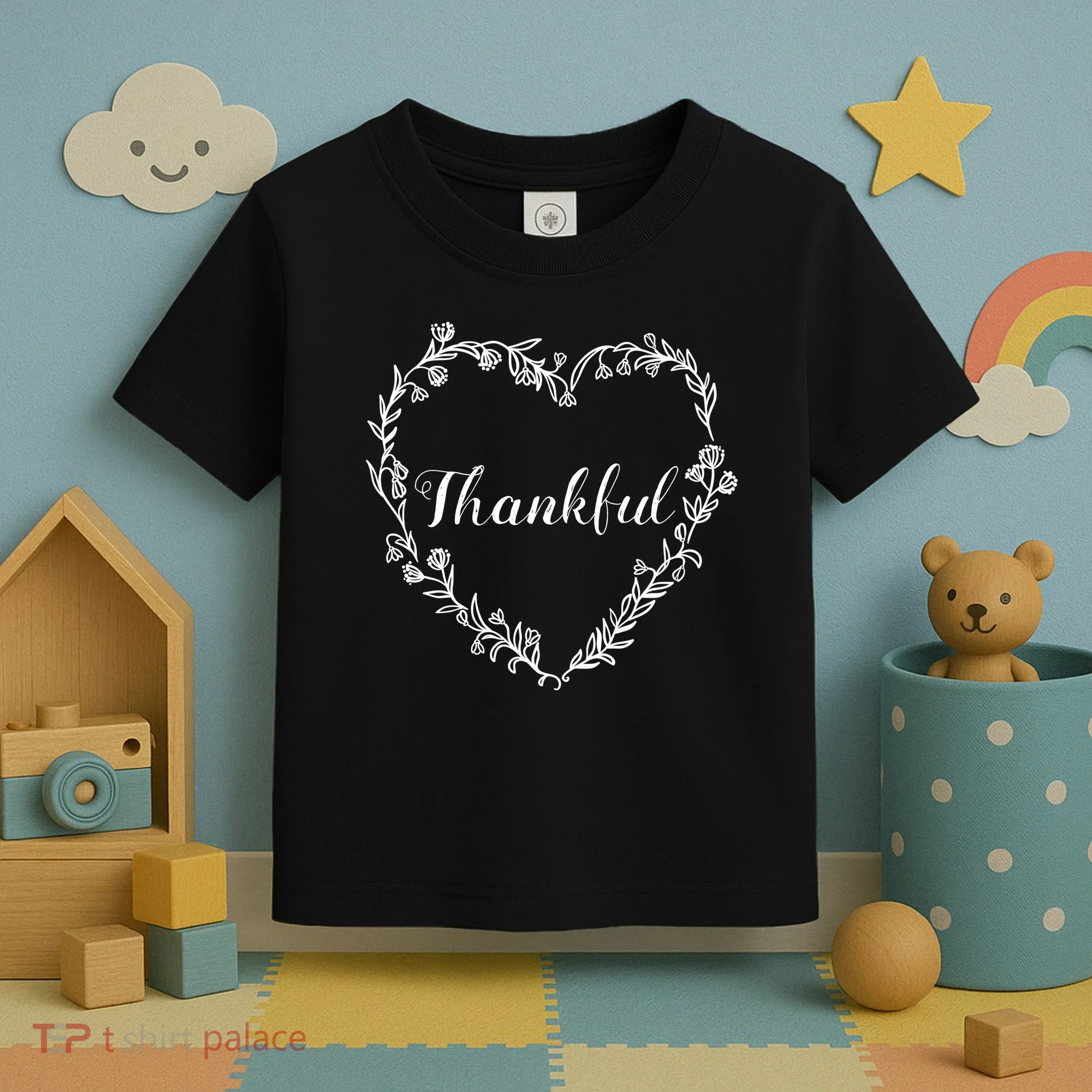 Thankful Floral Wreath Toddler T-Shirt