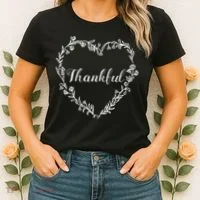 Thankful Floral Wreath Women's T-Shirt thumb 2