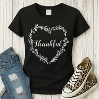 Thankful Floral Wreath Women's T-Shirt thumb 3