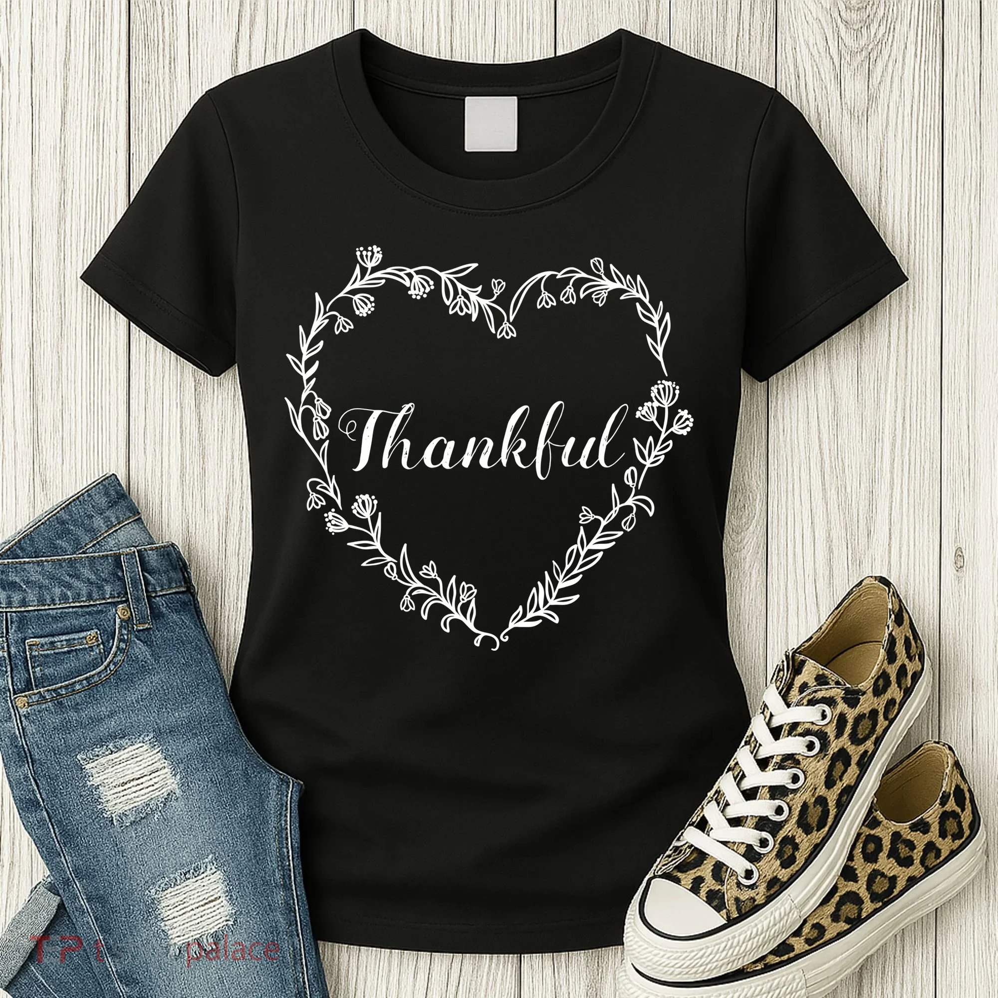 Thankful Floral Wreath Women's T-Shirt