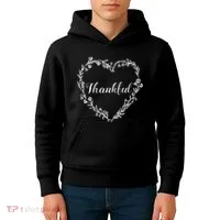 Thankful Floral Wreath Kids Hoodie thumb 4
