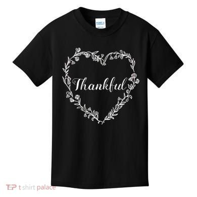 Thankful Floral Wreath Kids T-Shirt