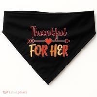 Thankful For Her Matching Thanksgiving USA-Made Doggie Bandana thumb 0