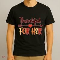 Thankful For Her Matching Thanksgiving T-Shirt thumb 3