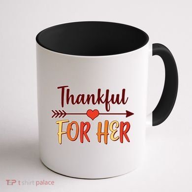 Thankful For Her Matching Thanksgiving Coffee Mug back