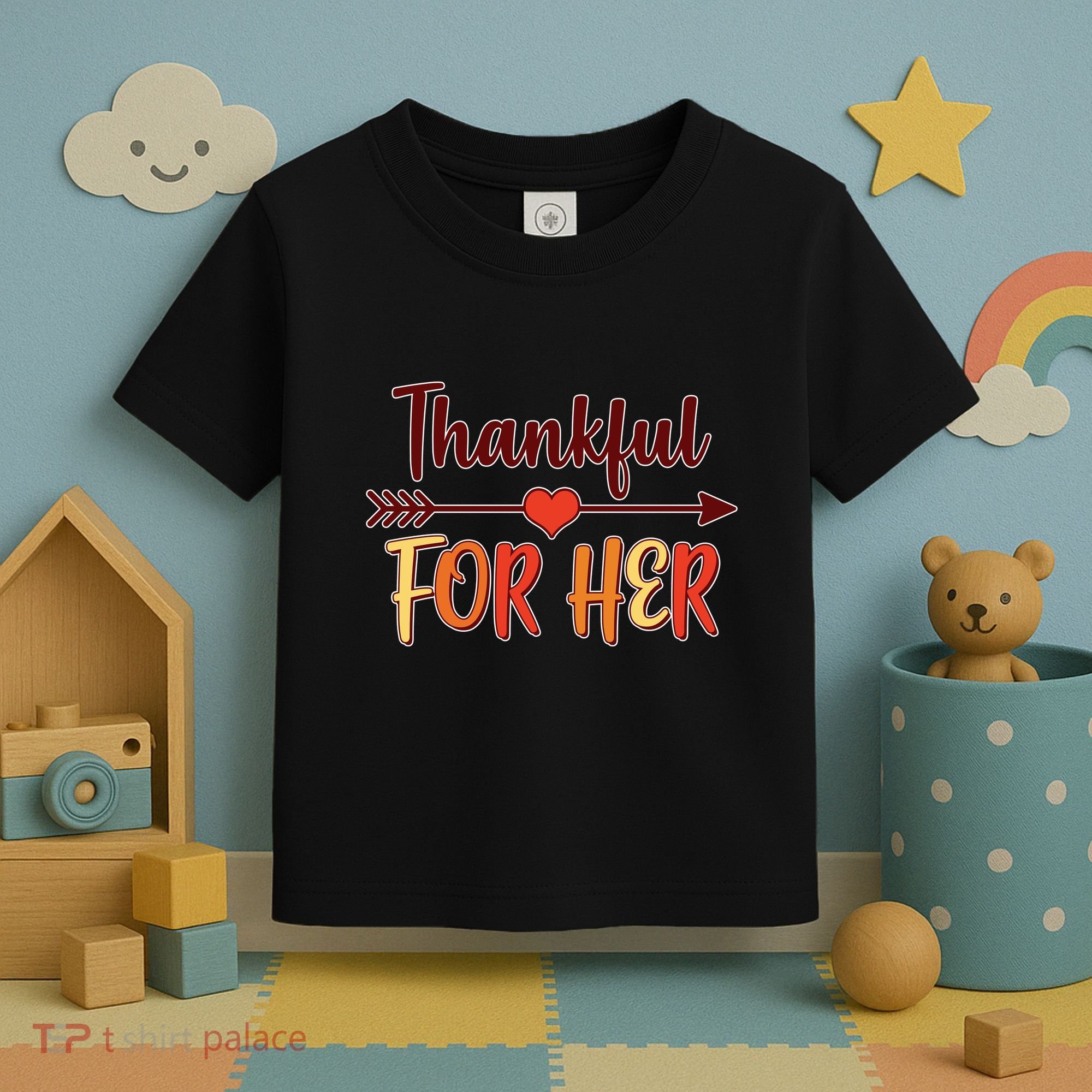 Thankful For Her Matching Thanksgiving Toddler T-Shirt