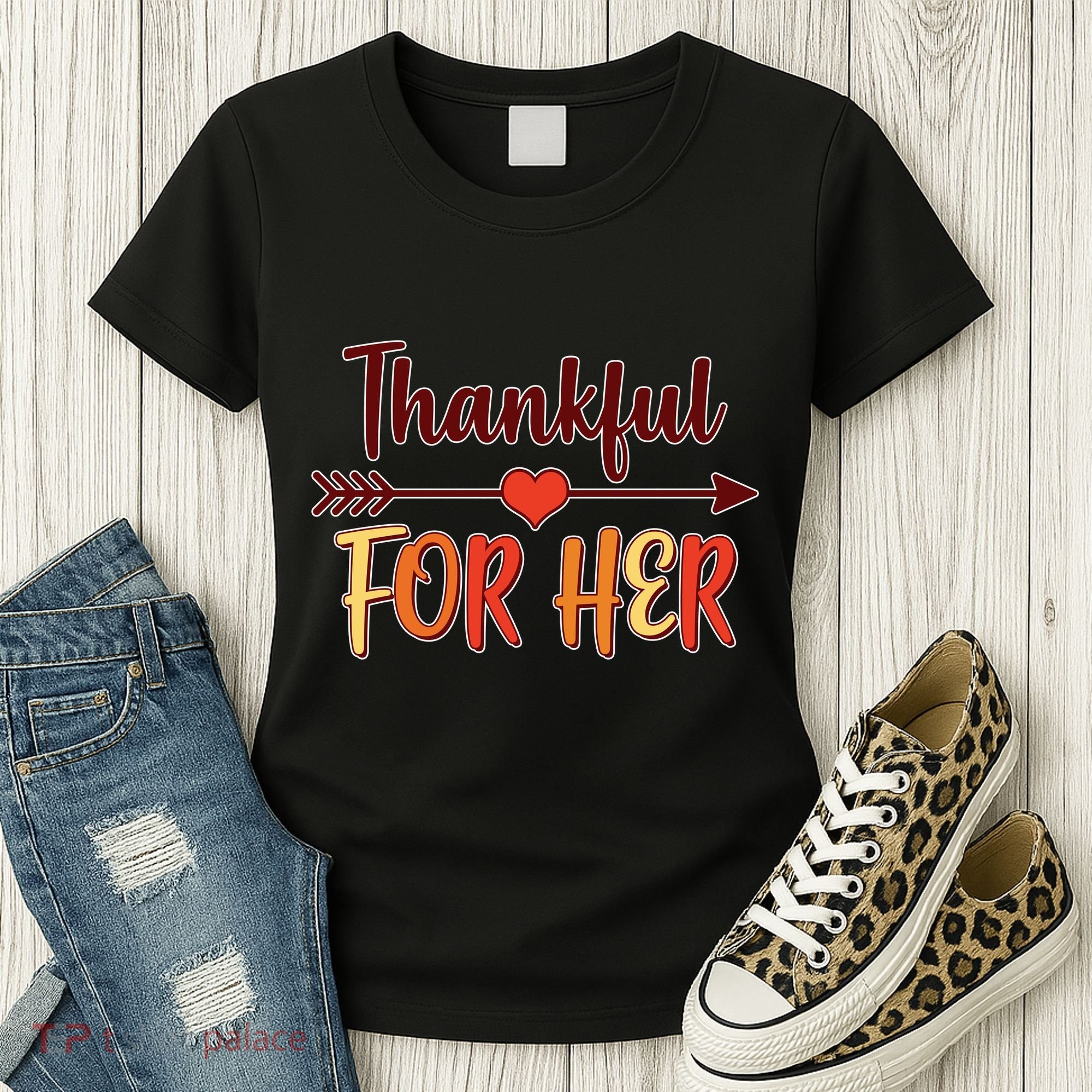 Thankful For Her Matching Thanksgiving Women's T-Shirt
