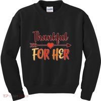 Thankful For Her Matching Thanksgiving Kids Sweatshirt thumb 0