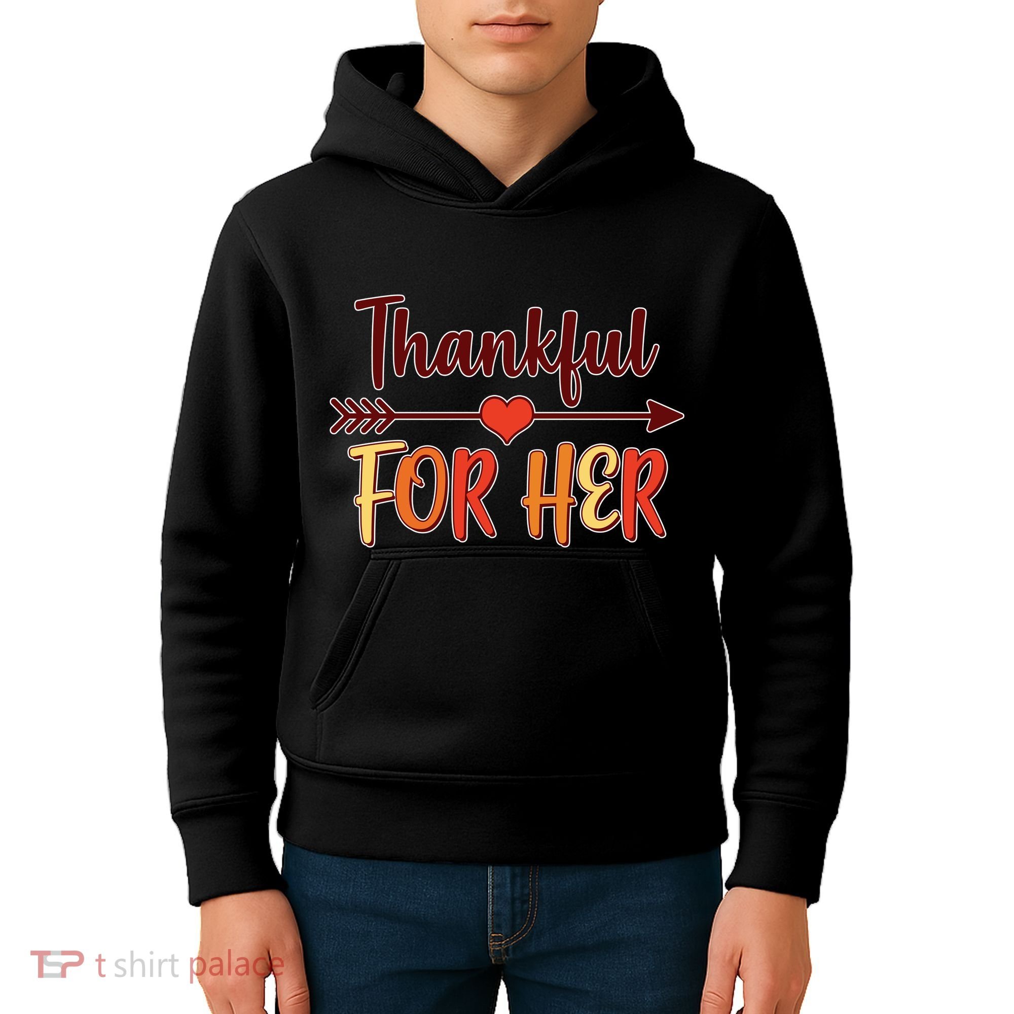 Thankful For Her Matching Thanksgiving Kids Hoodie