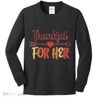Thankful For Her Matching Thanksgiving Kids Long Sleeve Shirt thumb 0