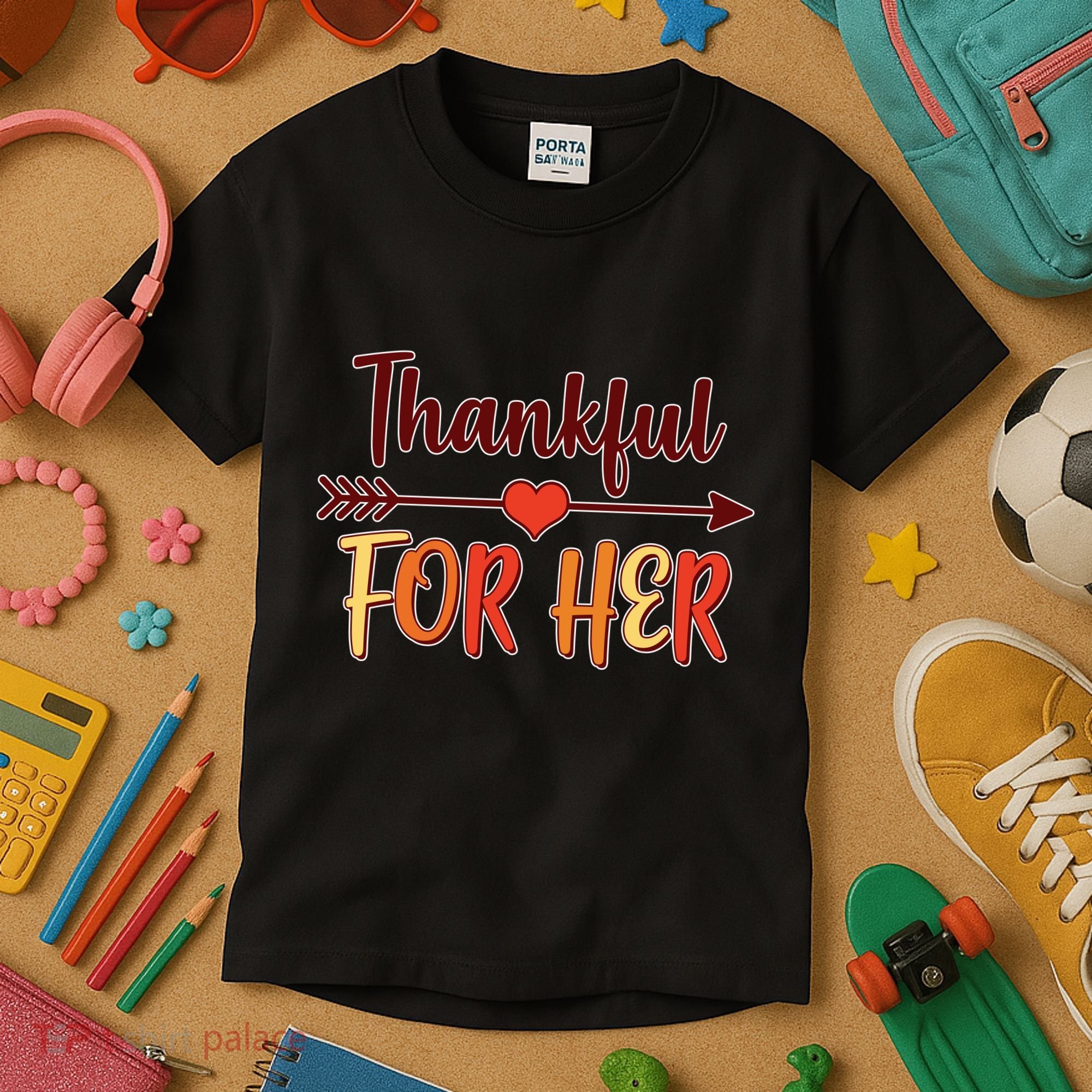 Thankful For Her Matching Thanksgiving Kids T-Shirt