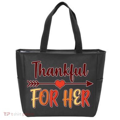 Thankful For Her Matching Thanksgiving Tote Bag