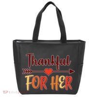 Thankful For Her Matching Thanksgiving Tote Bag thumb 0
